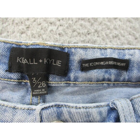 Kendall & Kylie High Rise Jeans Size 3 (26x24) Blue Icon Straight Leg Distressed - Picture 8 of 12